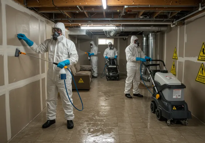 Basement Moisture Removal and Structural Drying process in South Rosemary, NC